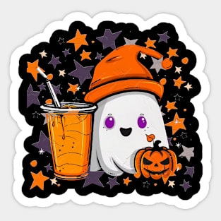 Cute Ghost Pumpkin Spice Drink Sticker